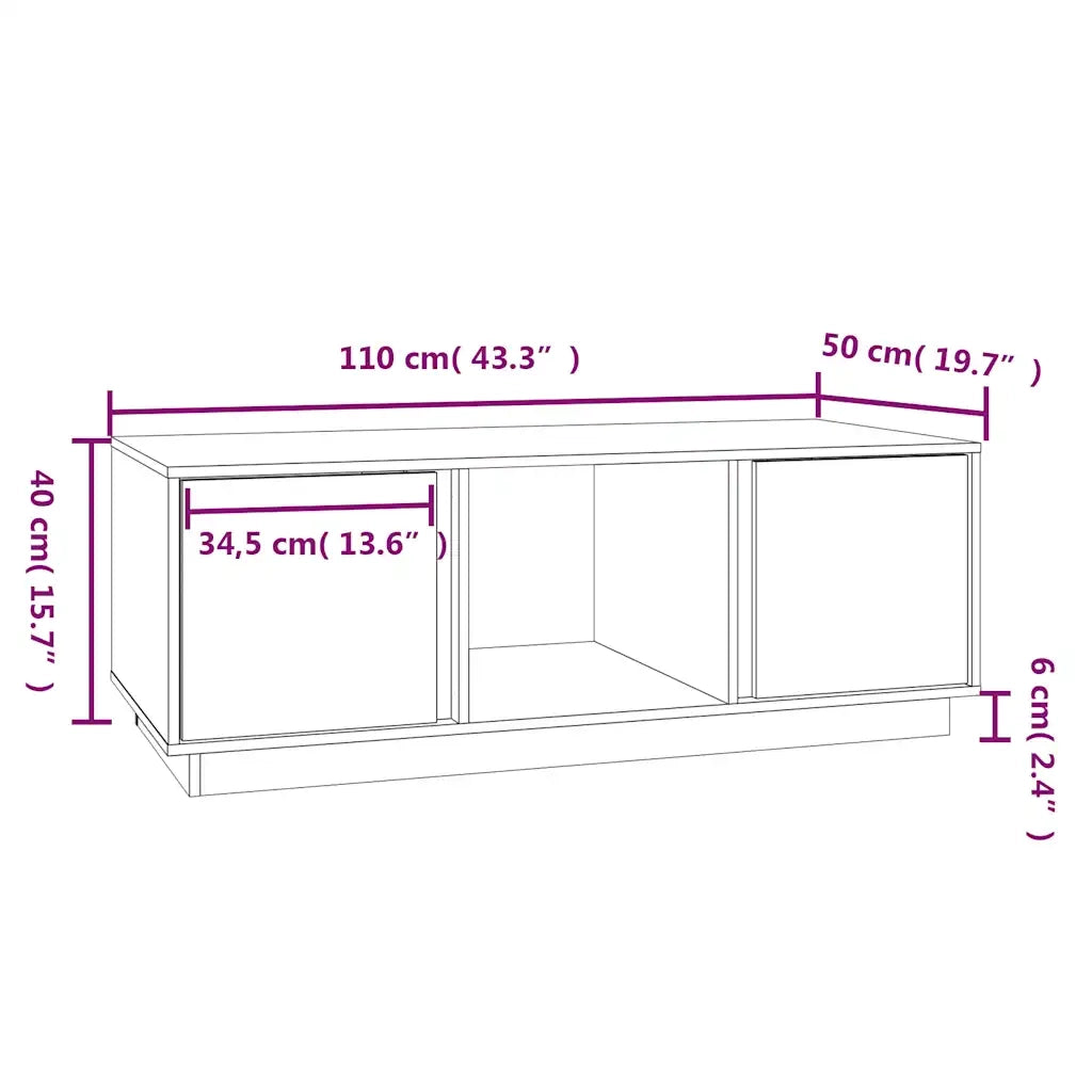 Tavolino da salotto | Tavolino da caff¨¨ | Tavolino da Soggiorno Nero 110x50x40 cm Legno Massello di Pino