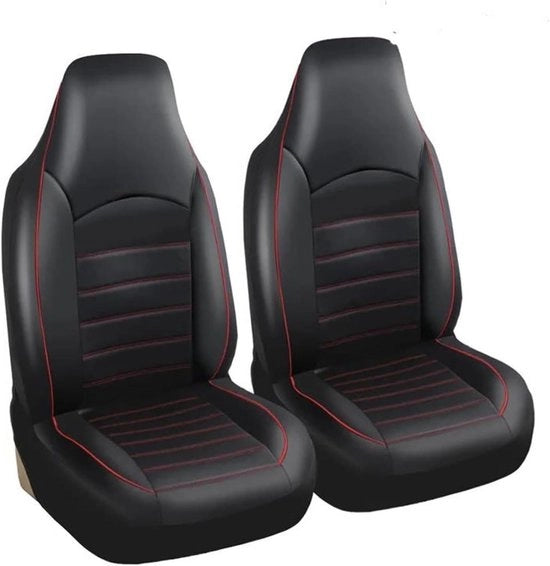2 pezzi di rivestimento per sedili anteriori in pelle finta di lusso - Protezione per sedile auto impermeabile - Pelle di pvc per cuscino di sedile auto - Adatto per la maggior parte delle auto - SUV - Camioncini (Rosso)