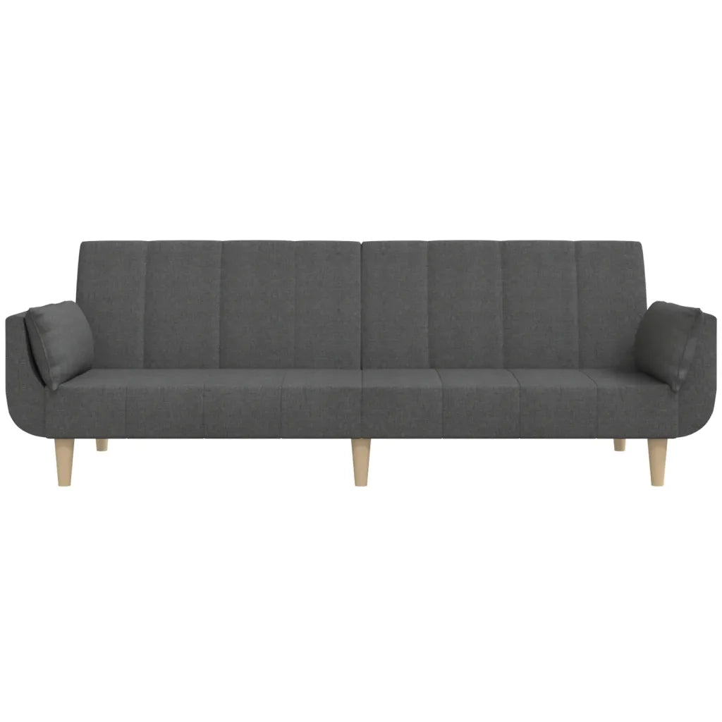 Divano Letto a 2 Posti con 2 Cuscini Grigio Scuro in Tessuto 375870