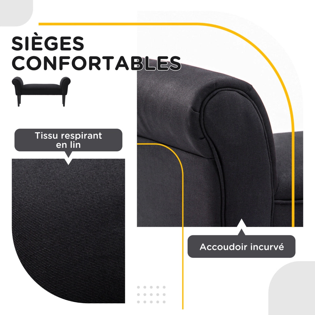 Pouf Rembourr¨¦ per Letto ¨C Zephmum ¨C Tessuto a Voile, Nero, 102x36x51 cm