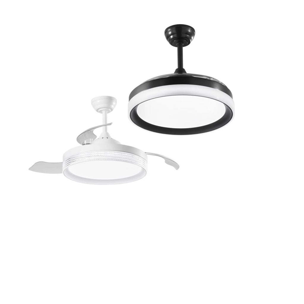 PLAFONIERA LED VENTILATORE ALBATROS PALE RETRATTILI NERO 36W 4668LM CCT 3000K Luce calda,4000K Luce naturale,6500K Luce fredda 106,6X50CM