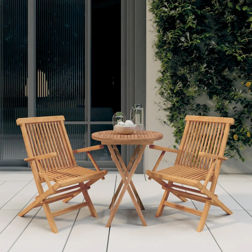 Set da Pranzo per Giardino 3 pz | Set Salotto da Giardino in Legno Massello di Teak
