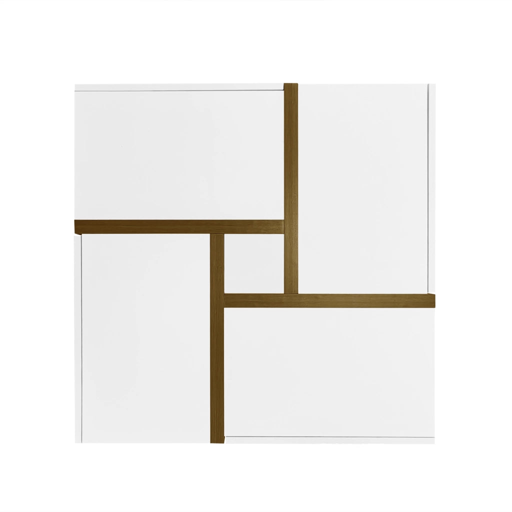 Tavolino da salotto lucido con 4 cassetti - Zephmum- 78x78x34,8 cm- Design lineare e spazio di archiviazione