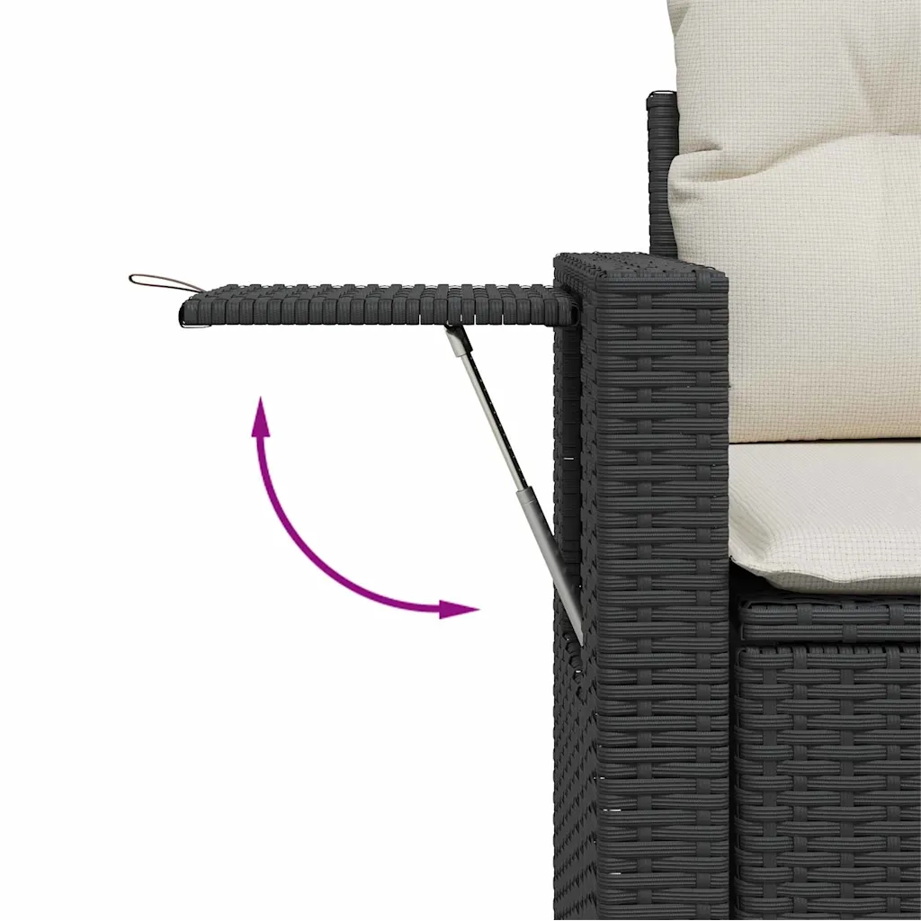 Set Divano da Giardino 6 pz con Cuscini Nero in Polyrattan 3267886