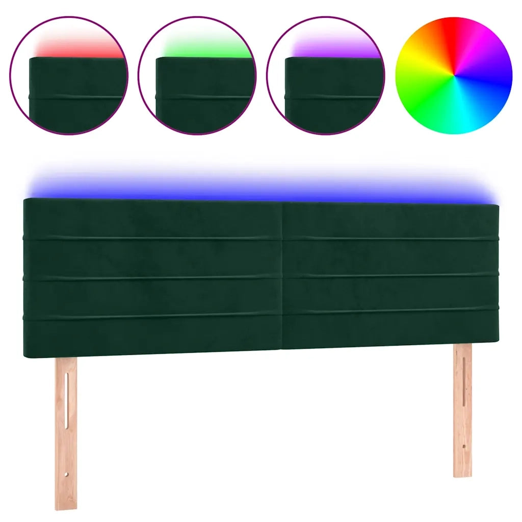 Testiera a LED Verde Scuro 144x5x78/88 cm in Velluto 3121803