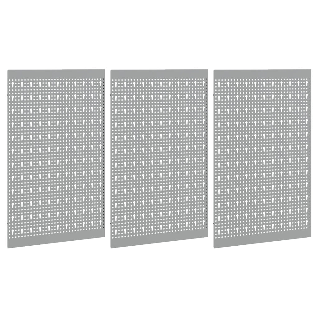 Pegboard - 3 Pezzi con 15 Accessori, Grigio, 50x60 cm, Acciaio
