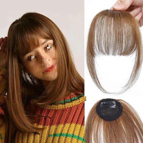 Pruik per mano con pony per donne | 25 cm pruik con baffi | Capelli sottili in imitazione per COS