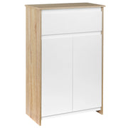 Mobile Bagno Multiuso, Mobiletto da Bagno con Armadietto e Cassetto, Salvaspazio, Color Legno e Bianco 60x30x90cm