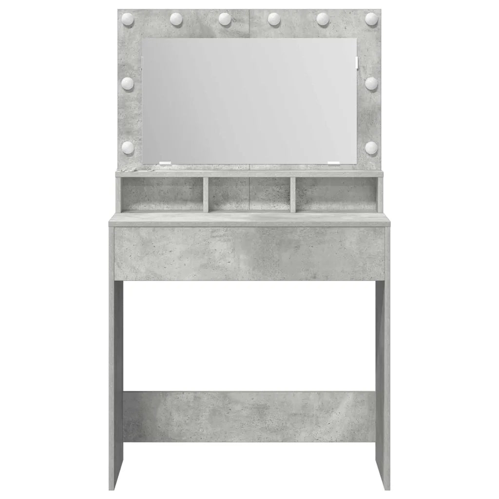 Tavolo da Trucco con specchio Grigio cemento 78,5 x 41 x 135 cm 865112