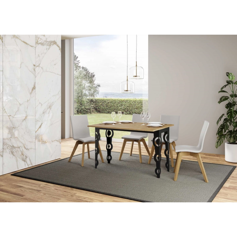 Tavolo apribile 120x45/90 cm Karamay Double telaio Antracite - Quercia Natura