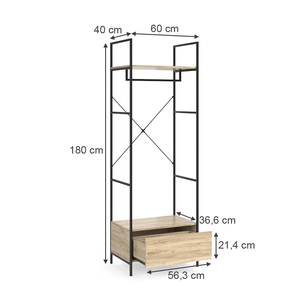 Vicco Armadio Legno 60 x 180 cm con cassetto
