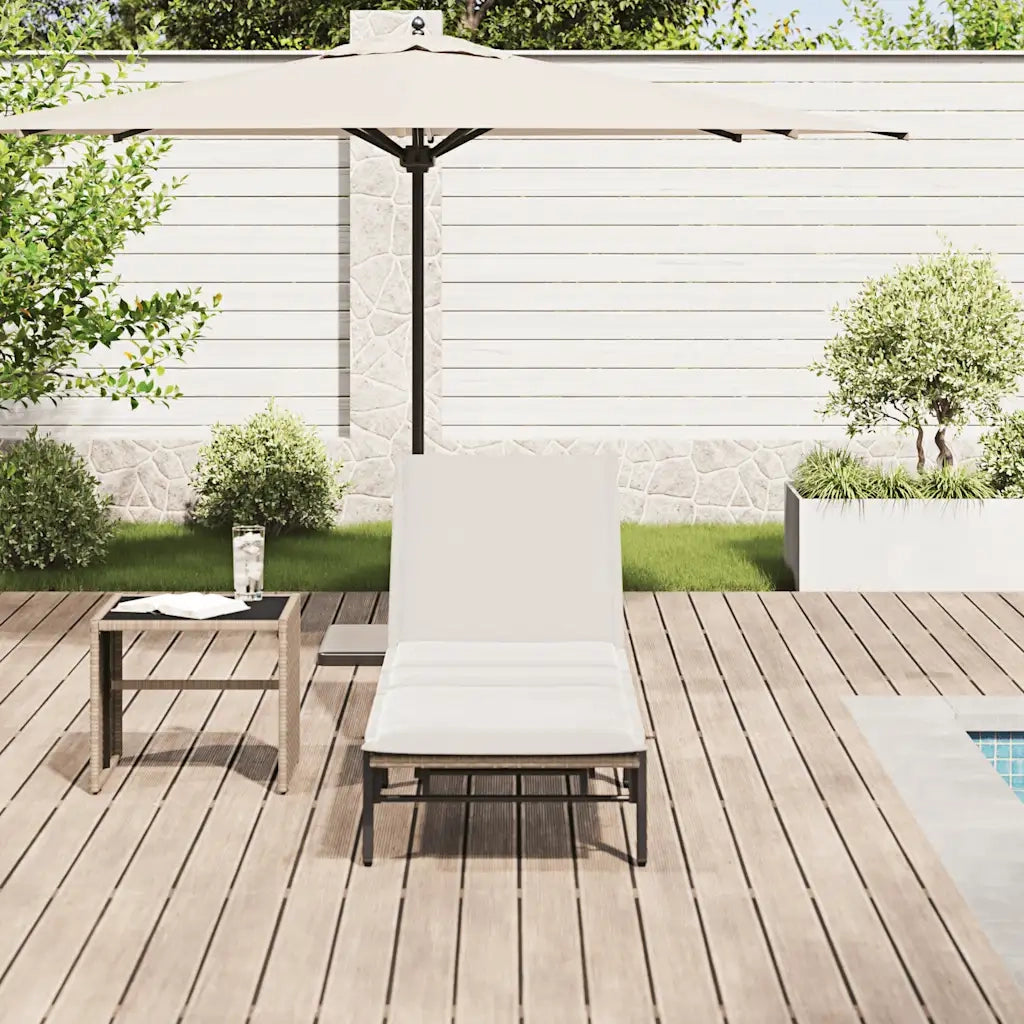 Lettino Prendisole | Sdraio da giardino | Lettino da sole con Cuscini Beige in Polyrattan