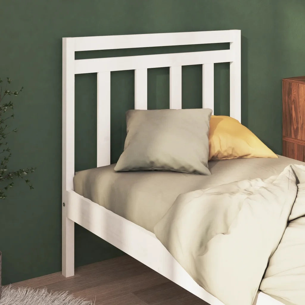 Testiera per Letto Bianca 81x4x100 cm in Legno Massello di Pino