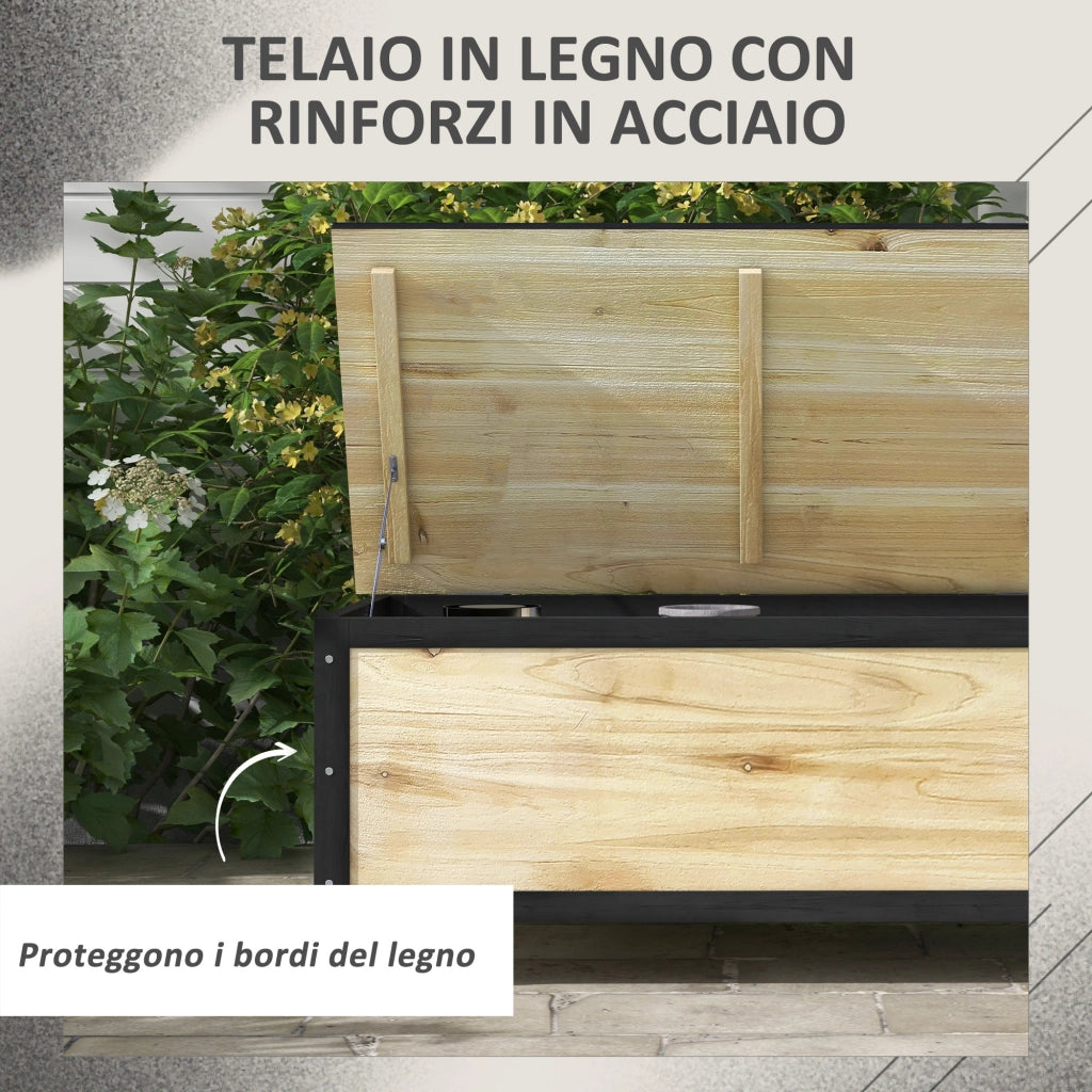 Panca Contenitore con Cassetti e Rotelle ¨C Zephmum ¨C Legno e Acciaio, 100x50x43