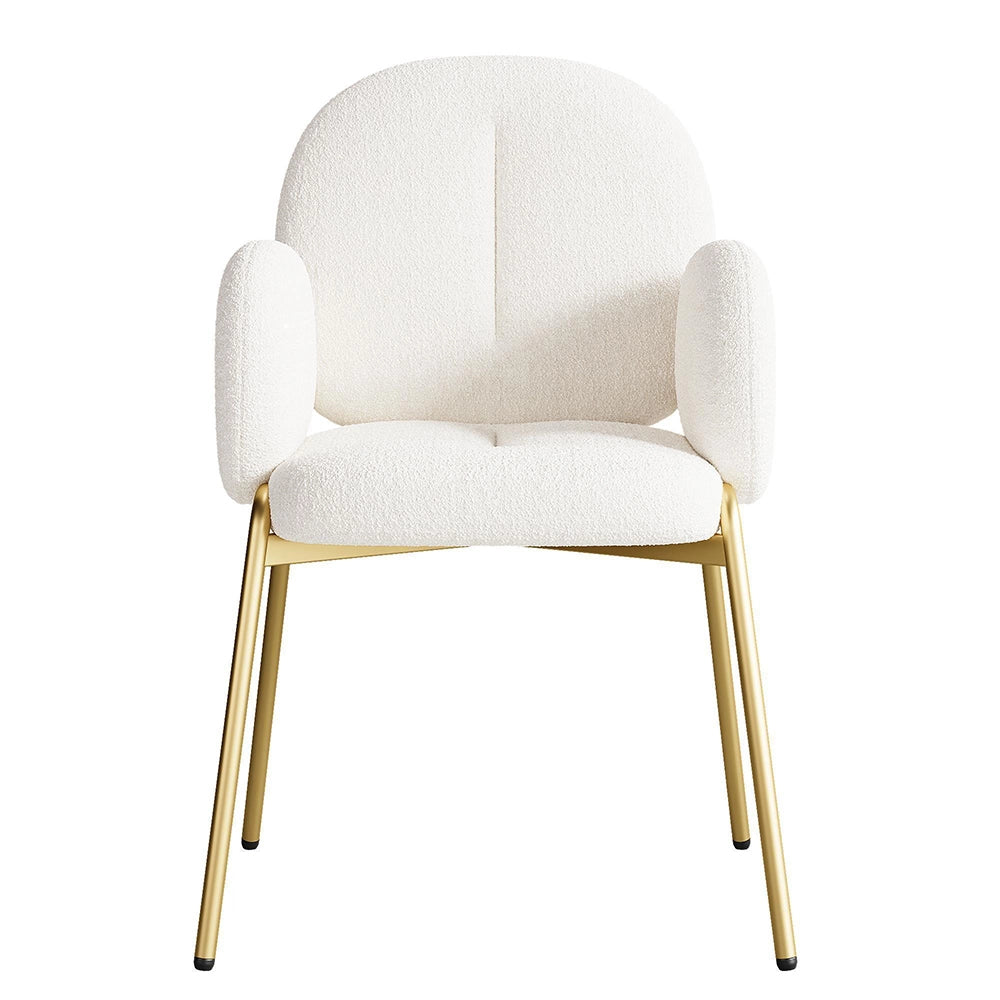 Sedia da pranzo lussuosa - Xylo - L 55 ¡Á P 64,5 ¡Á H 88 cm - Beige - Piedi dorati, rivestimento Teddy