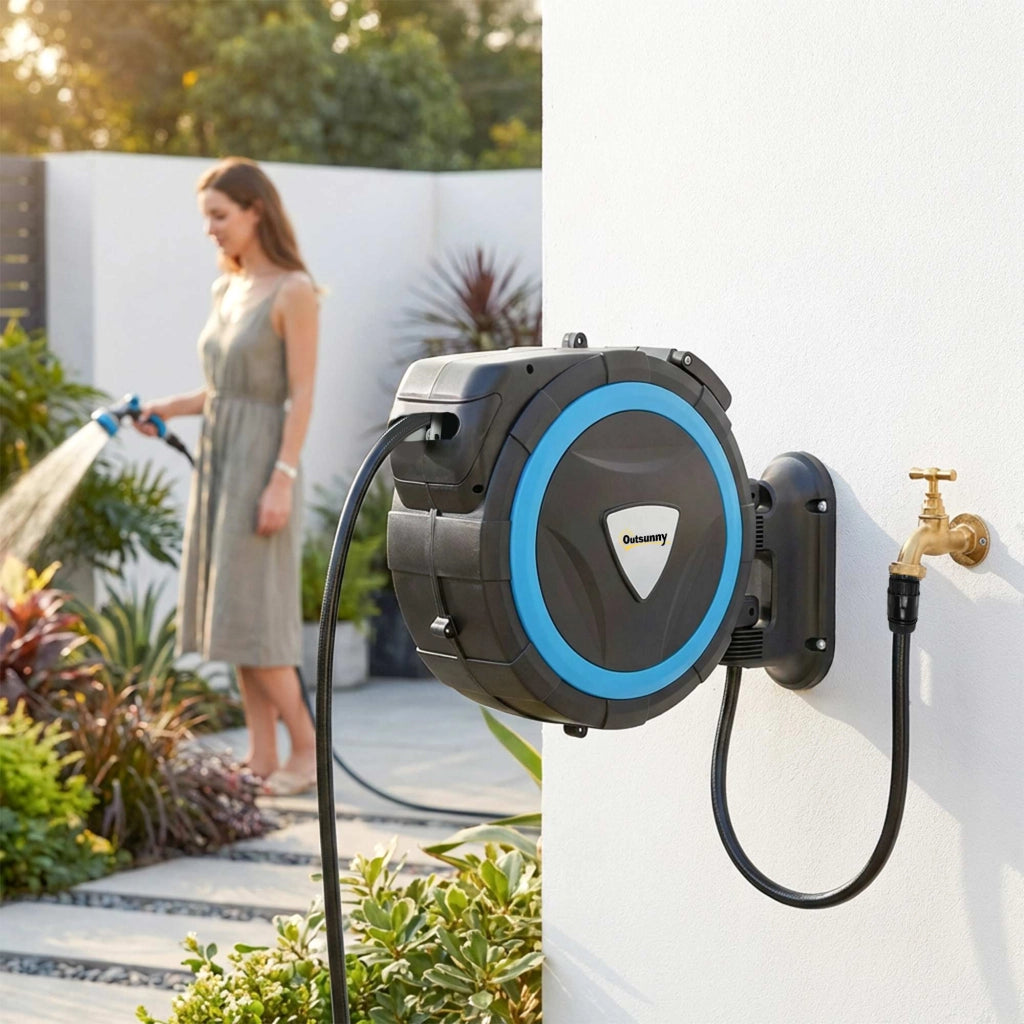 Irrigatore Muro con Tubo 14+1,5 m ¨C zephmum ¨C Blu, 49x15x37cm