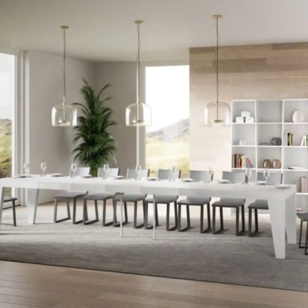 Tavolo allungabile 130/390x90 cm Naxy Premium colore bianco frassino