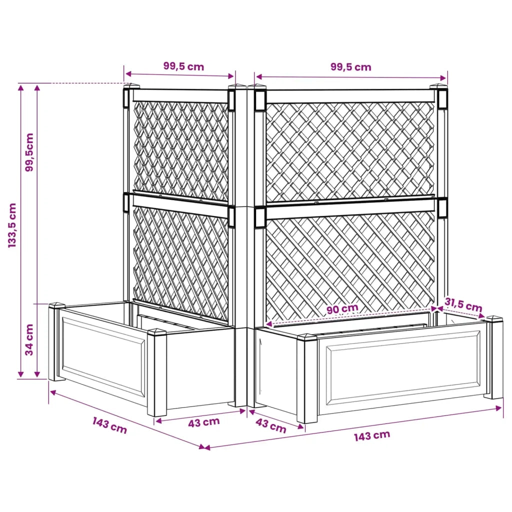 Vaso Grande con Direzione 2 pz Grigio 143 x 143 x 133,5 cm PP CFW6307935