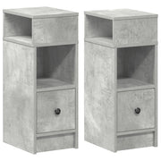 Set di 2 Comodini | Armadio da Notte | Mobiletto da notte con Cassetto Grigio Cemento 25x31x66 cm