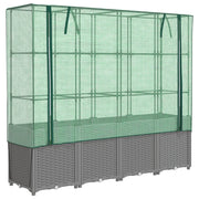 Fioriere | Cassetta per fiori | Letto Rialzato con Copertura Serra Effetto Rattan 160x40x153 cm
