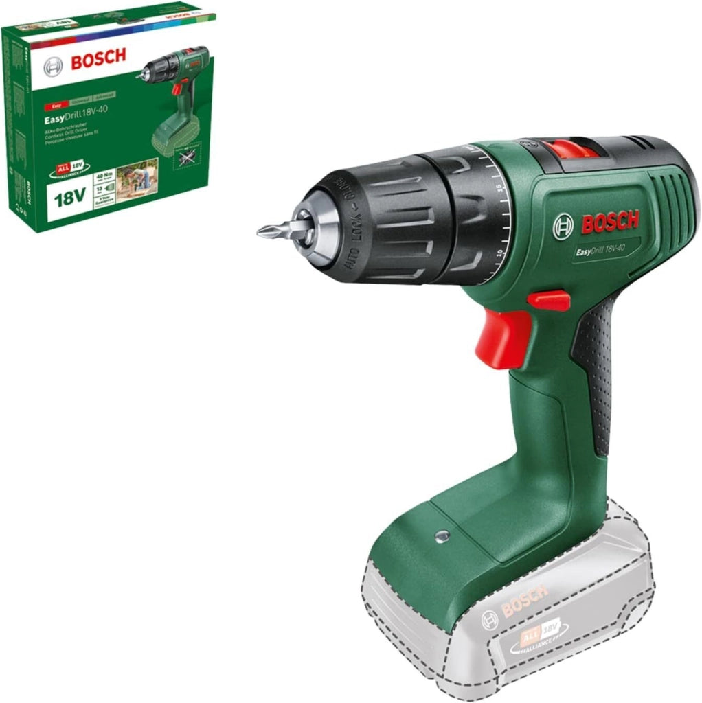 Bosch EasyDrill 18V-40 1630 Giri/min Senza chiave 1,3 kg Nero, Verde