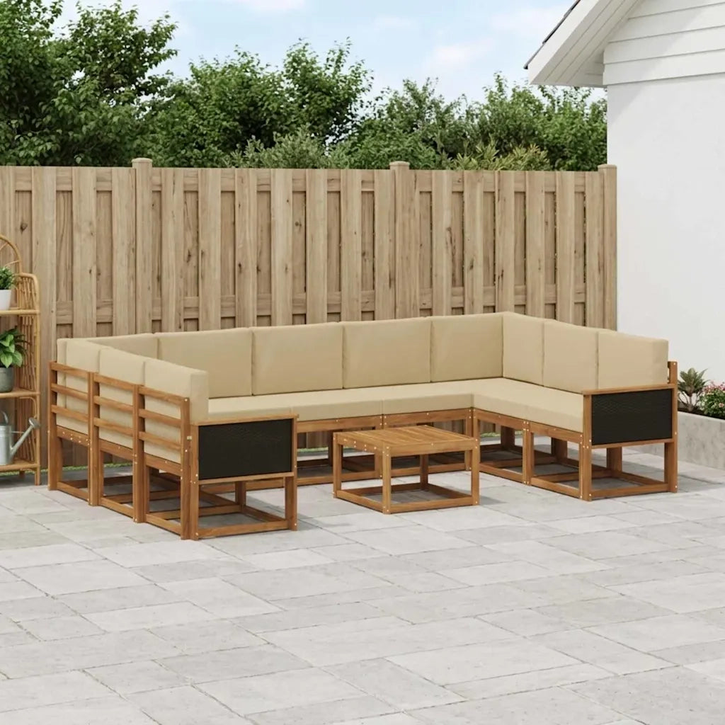 Set di divani da esterno con cuscino 10 pcs Naturale e Beige 3385544