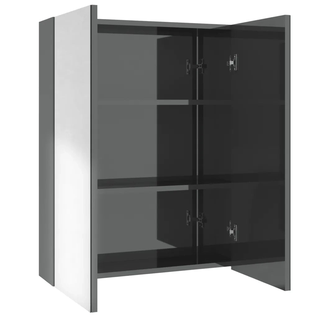 Armadietto a Specchio per Bagno-Mobile bagno con specchio 60x15x75 cm MDF Grigio Lucido
