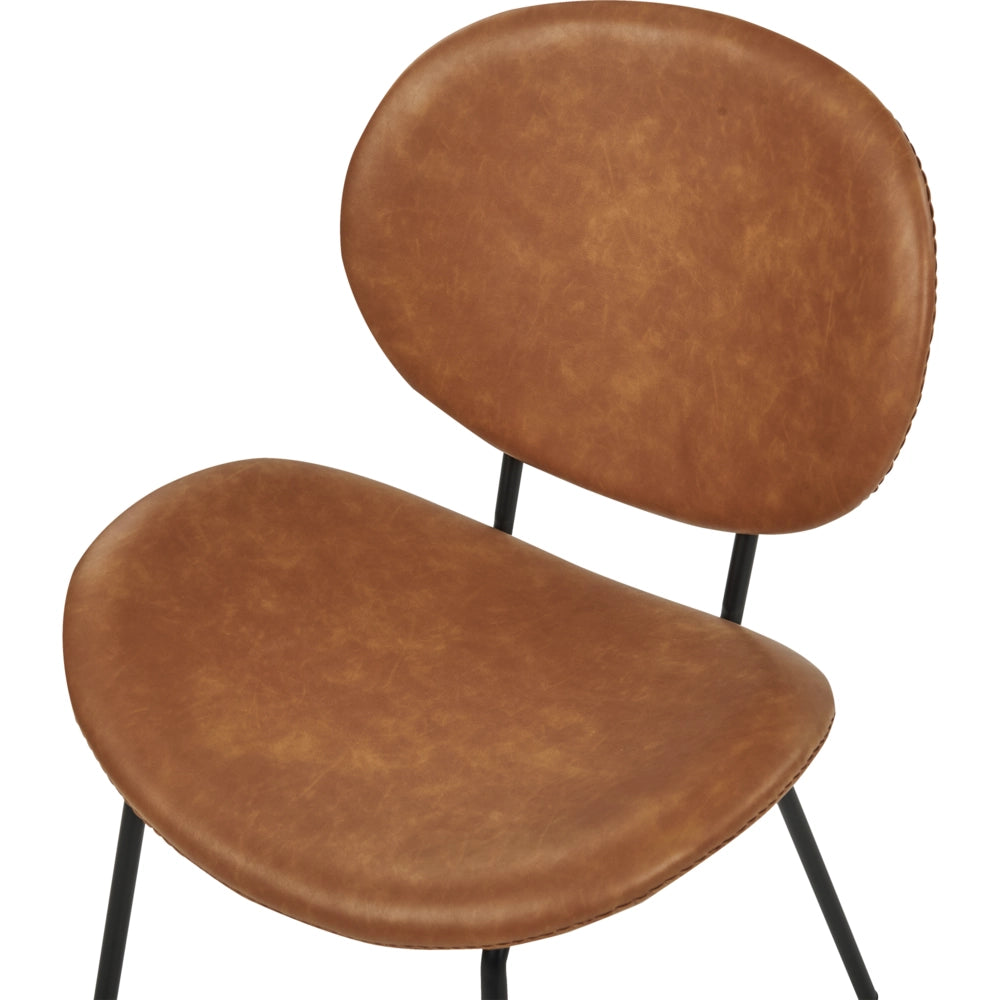 Set di 2 sedie da pranzo Marrone con gambe senza braccioli Finta pelle PU Gambe in ferro nero Design contemporaneo e retrò Sedute per la sala da pranzo