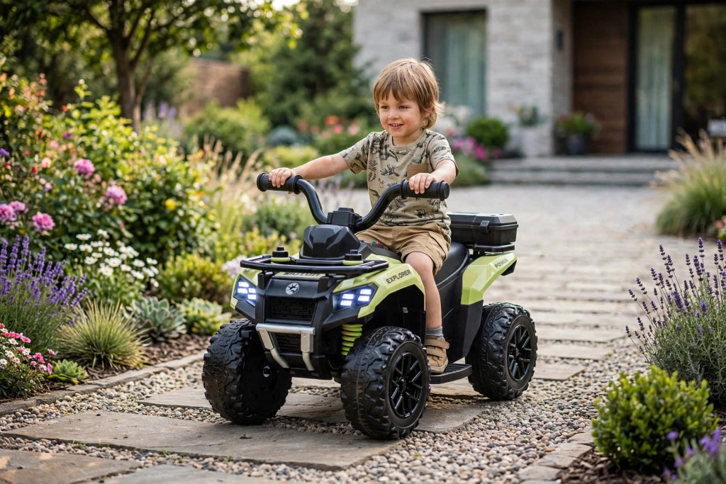 Quad Elettrico per Bambini Safari 6V con Bauletto Posteriore Verde