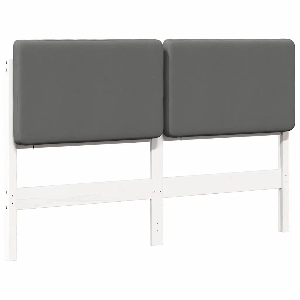 Testiera imbottita Bianco e grigio chiaro 135 cm Pino massello