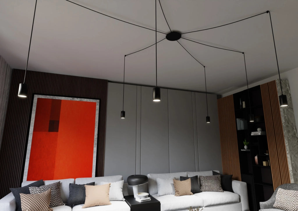 Lampadario Emibig Traker nero 6xGU10 regolabile 300cm