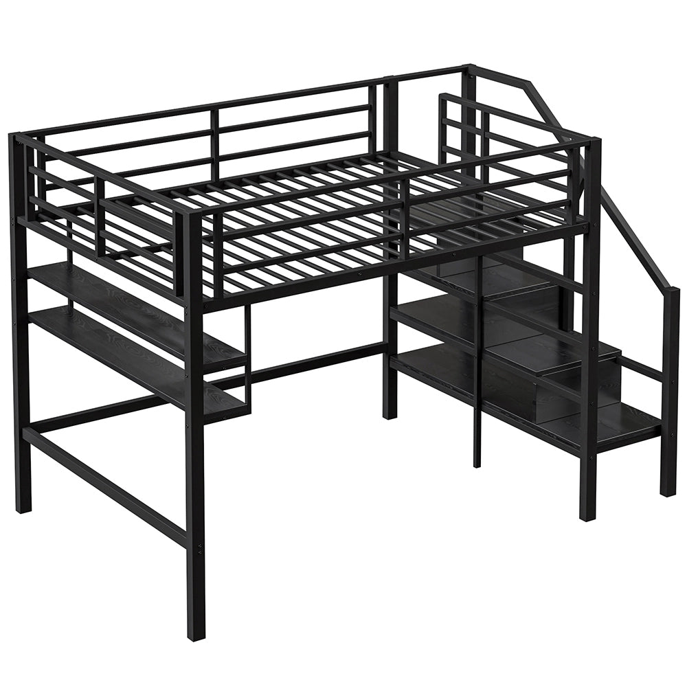 Letto mezzanino 140x200cm - Xylo - nero, spazio libero, personalizzabile