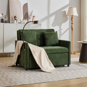 Divano letto multifunzione in tessuto verde con porta USB e supporto per tablet per soggiorno 109 × 72 × 83,5 cm