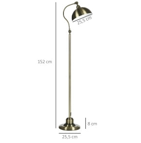 Lampada da terra retrò in metallo bronzo con stelo orientabile E27