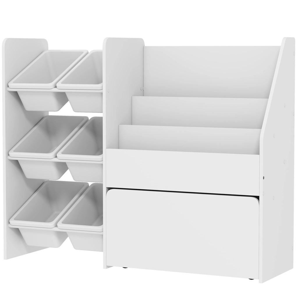 Mobile contenitore giochi bambini con 6 cassetti e contenitore ¨C Xylo ¨C Bianco 100x30x80 cm