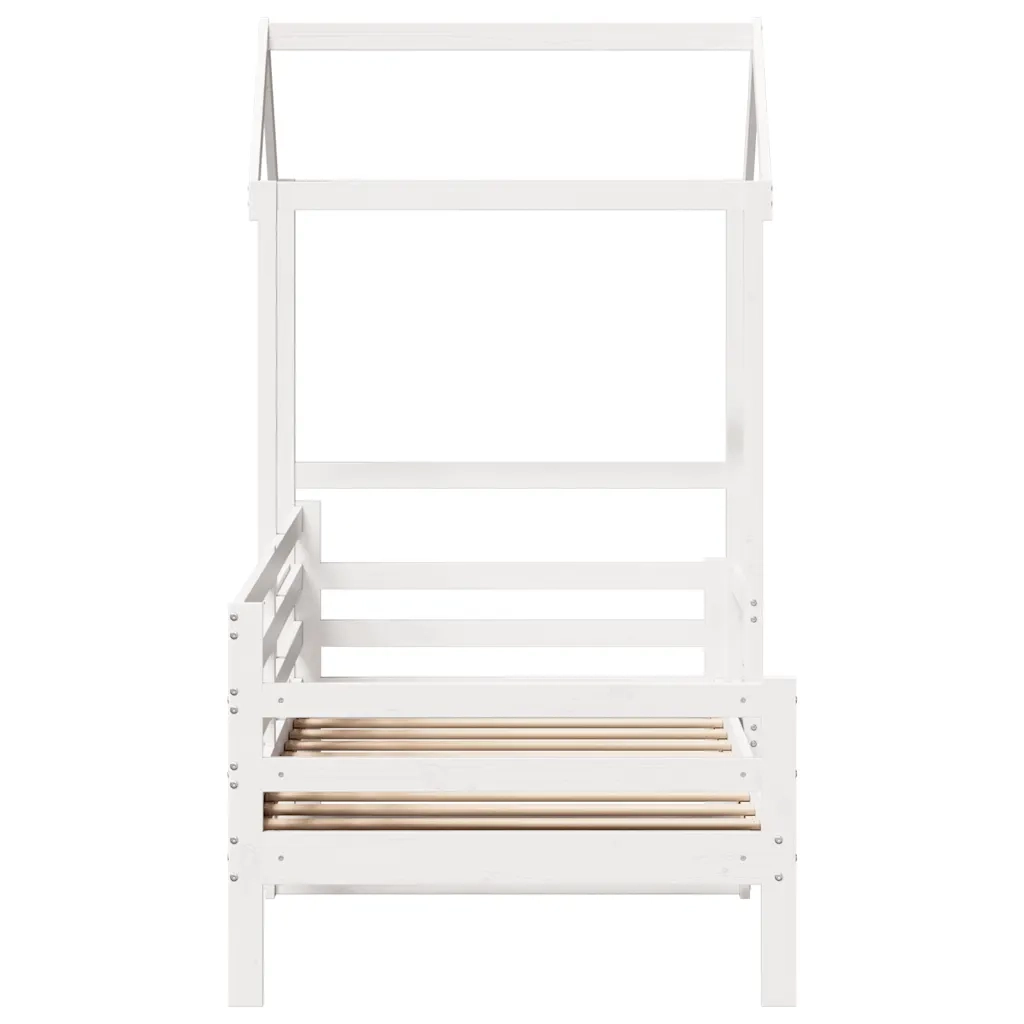 Dormeuse con Tetto 80x200 cm Bianco in Legno Massello di Pino
