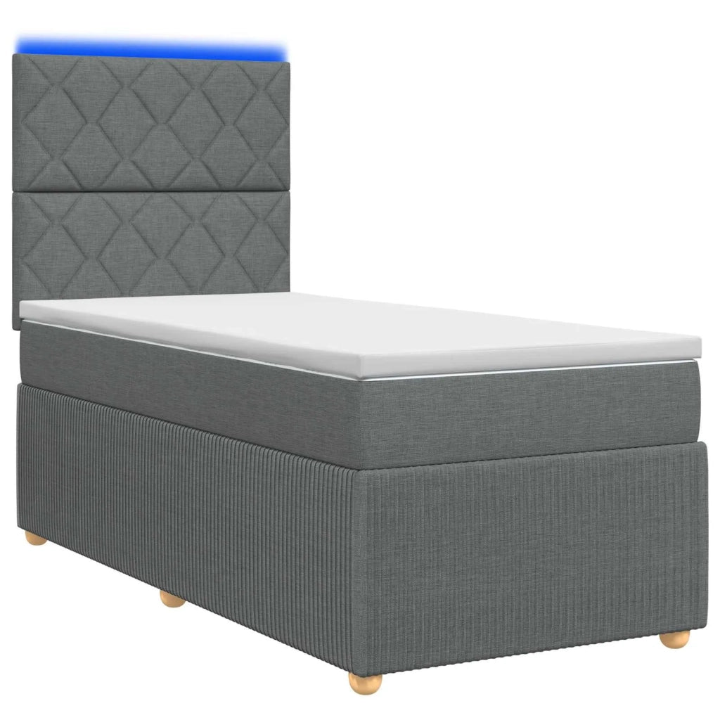 Letto Box Spring LED con Materasso Grigio Scuro 80 x 200 cm 3455735
