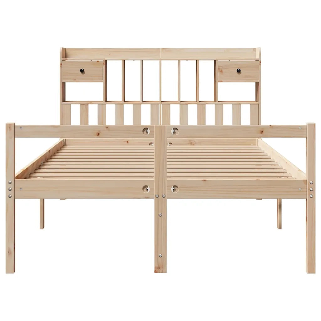 Letto Libreria senza Materasso 140x190 cm in Legno di Pino
