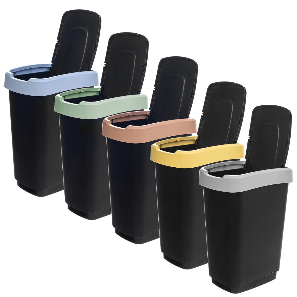 Set di 5 contenitori per la raccolta differenziata KADAX da 25 litri ciascuno, ideali per la cucina.