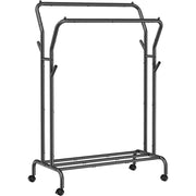 Stand appendiabiti doppio Oskar su ruote in acciaio nero
