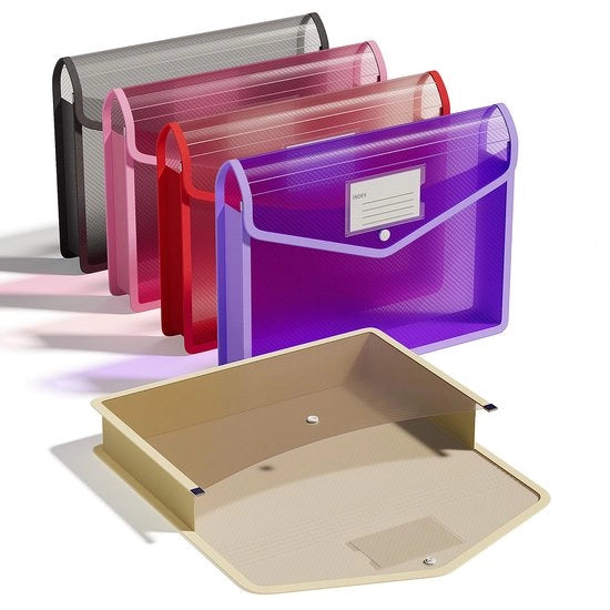Set di 5 copertine A4, etichette trasparenti, chiusura a clip, multicolore, ideale come copertina plastica, cartellone A4 utile per scuola e ufficio
