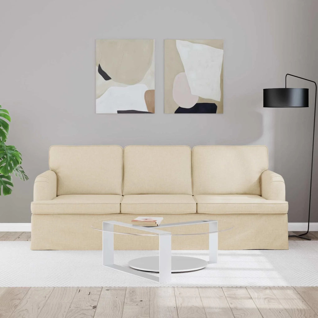 Divano Crema 201 x 80 x 85 cm Tessuto