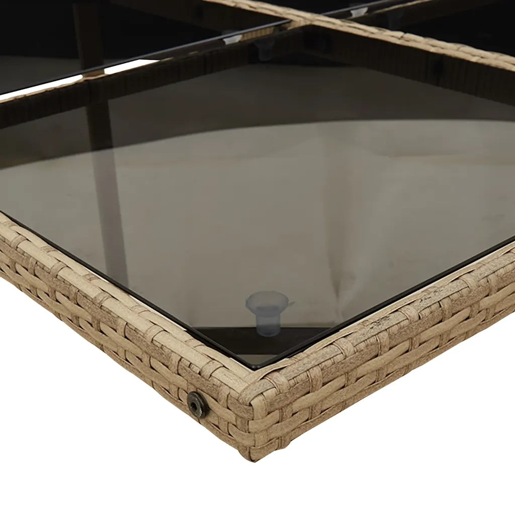 Set Pranzo da Giardino 9 pz con Cuscini Beige Misto Polyrattan 3210924