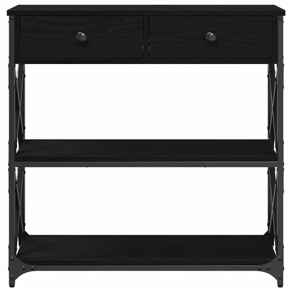 Tavolo Consolle con cassetto Rovere nero 75 x 28 x 75 cm 863537