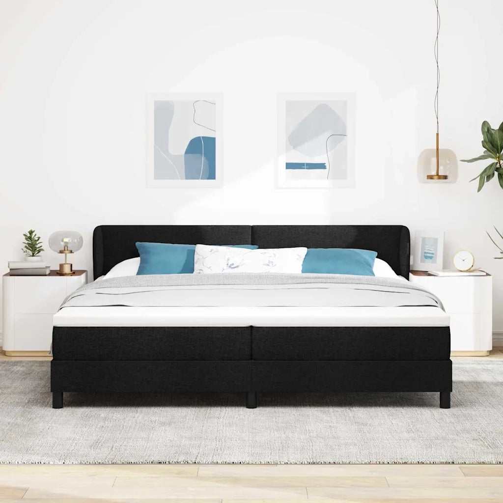 Letto a molle con materasso Nero 200 x 200 cm Tessuto 3340047