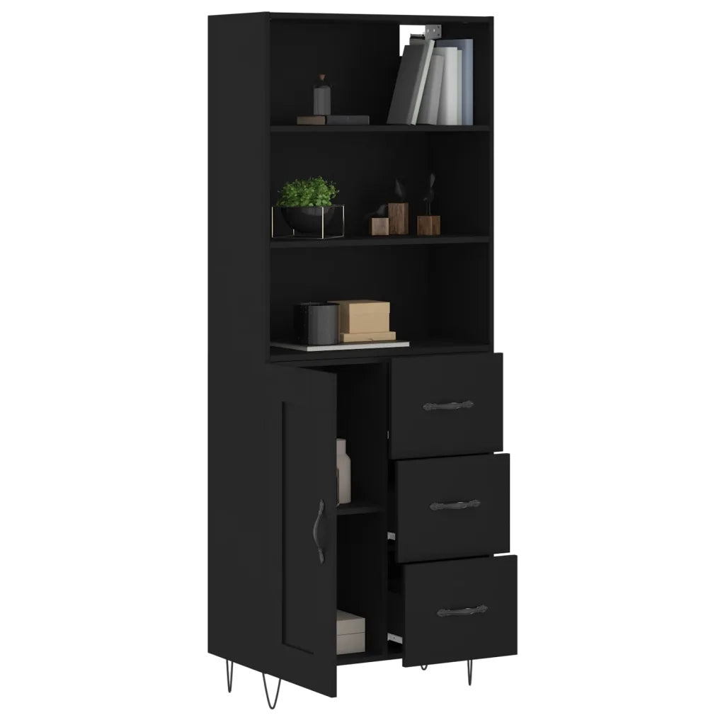 Credenza Nera 69,5x34x180 cm in Legno Multistrato 3190014