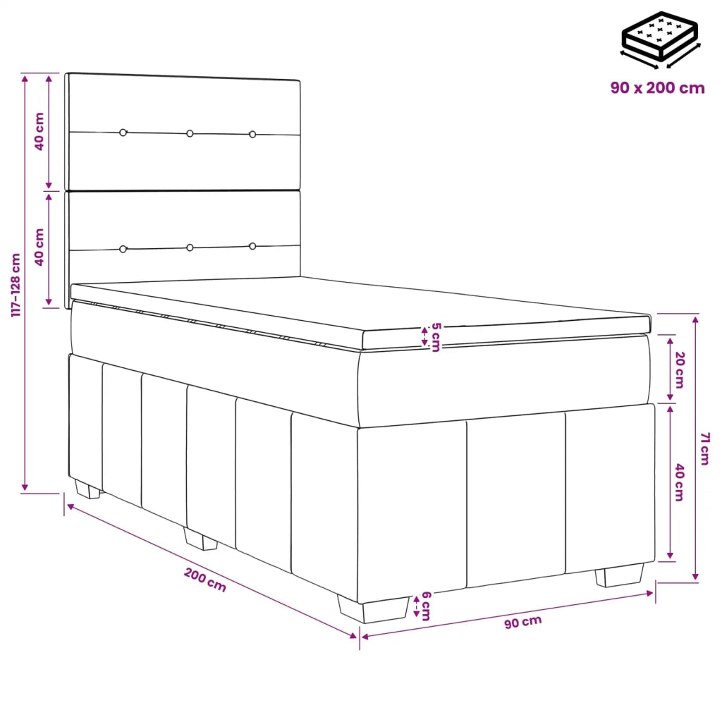 Letto box spring con materasso Marrone Scuro 90 x 200 cm 3454053