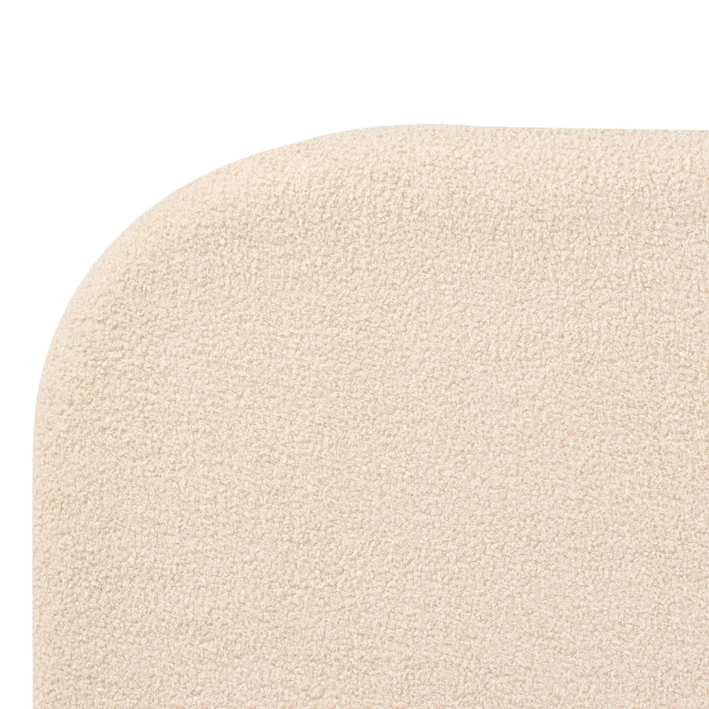 Letto beige bouclè tappezzeria doppia dimensione gambe dorate testiera con rete a doghe 180 x 200 cm design minimalista