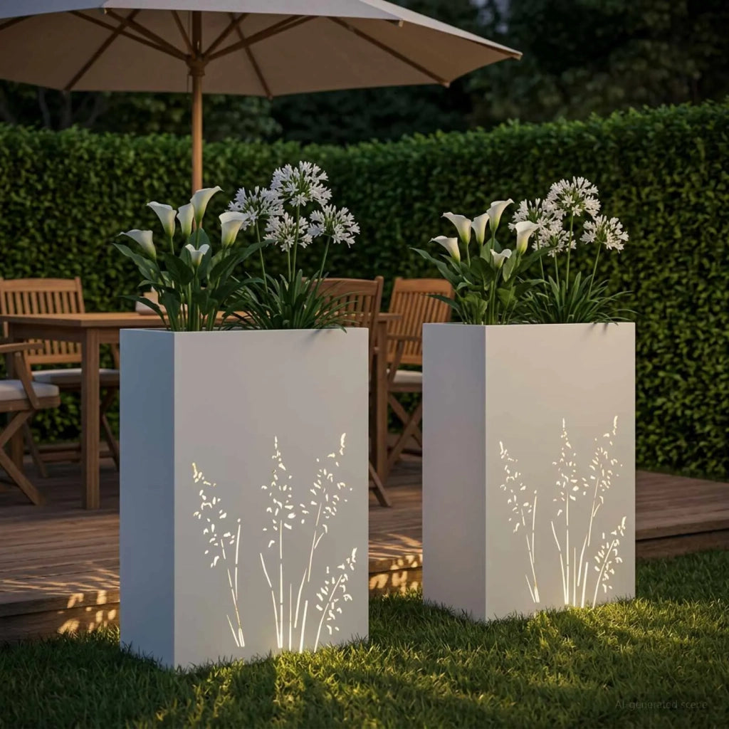 Vaso da giardino 2 pz Bianco 50 x 30 x 75 cm 8005781