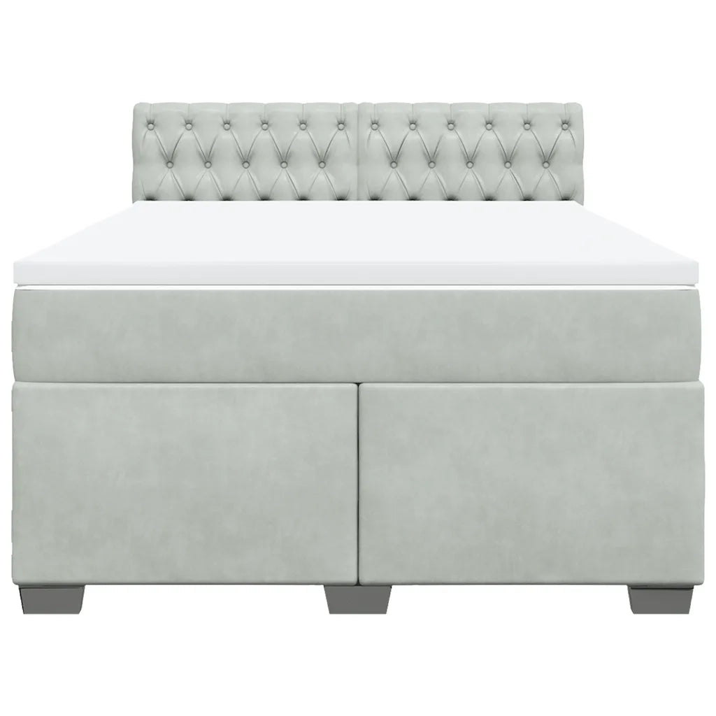 vidaXL Giroletto a Molle con Materasso Grigio Chiaro 160x200cm Velluto